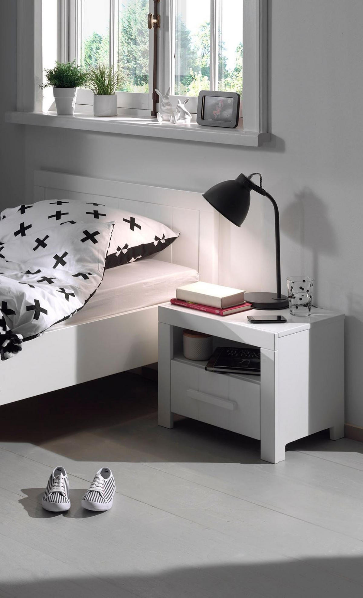 NACHTSCHRANK Karalynn 50x39x42 mit Schublade aus MDF in Weiß - Weiß, Holzwerkstoff (50/42/39cm) - 58aufmkessel
