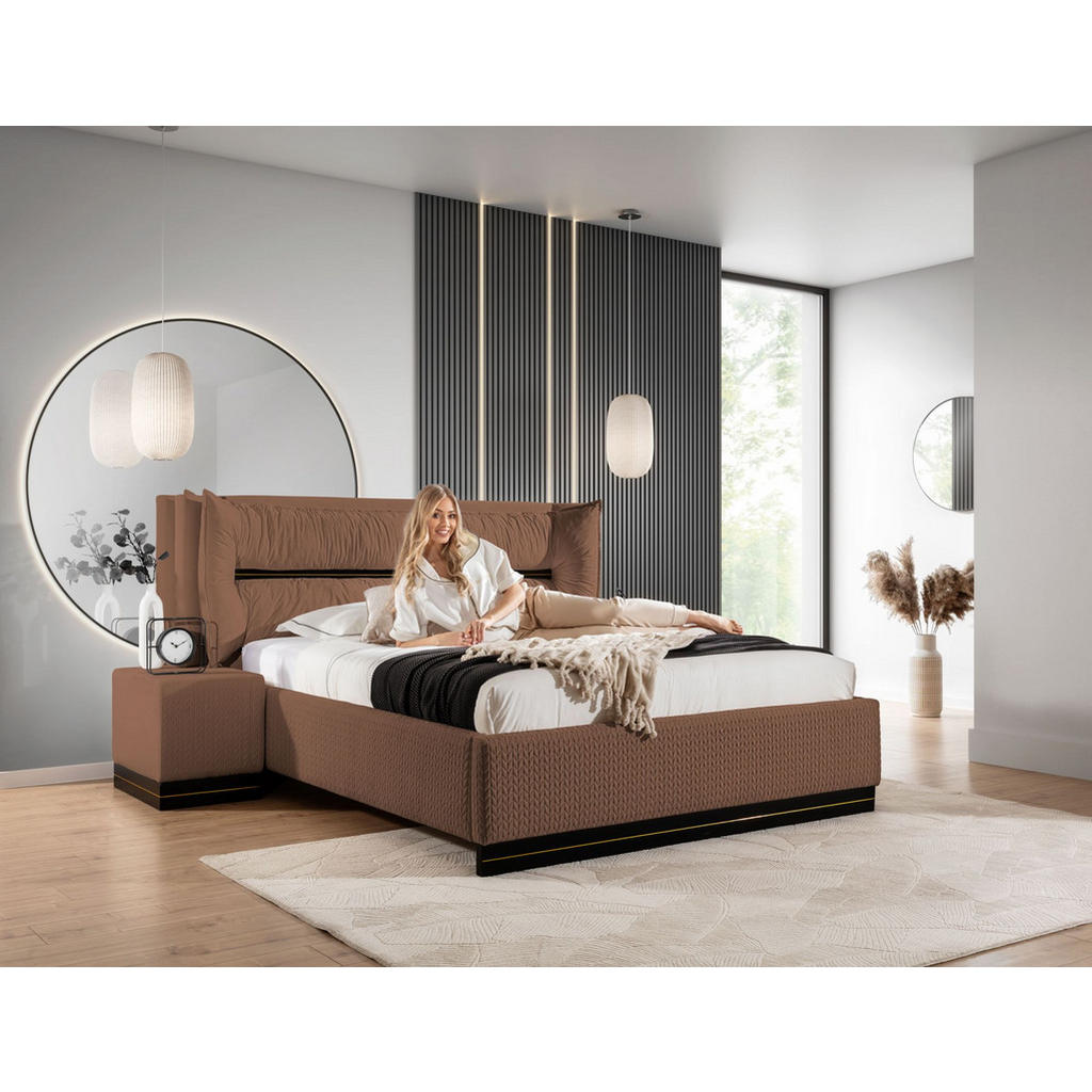 Thumbnail - Fun Möbel Polsterbett, Braun, Textil, 120x200 cm, Schlafzimmer, Betten, Polsterbetten