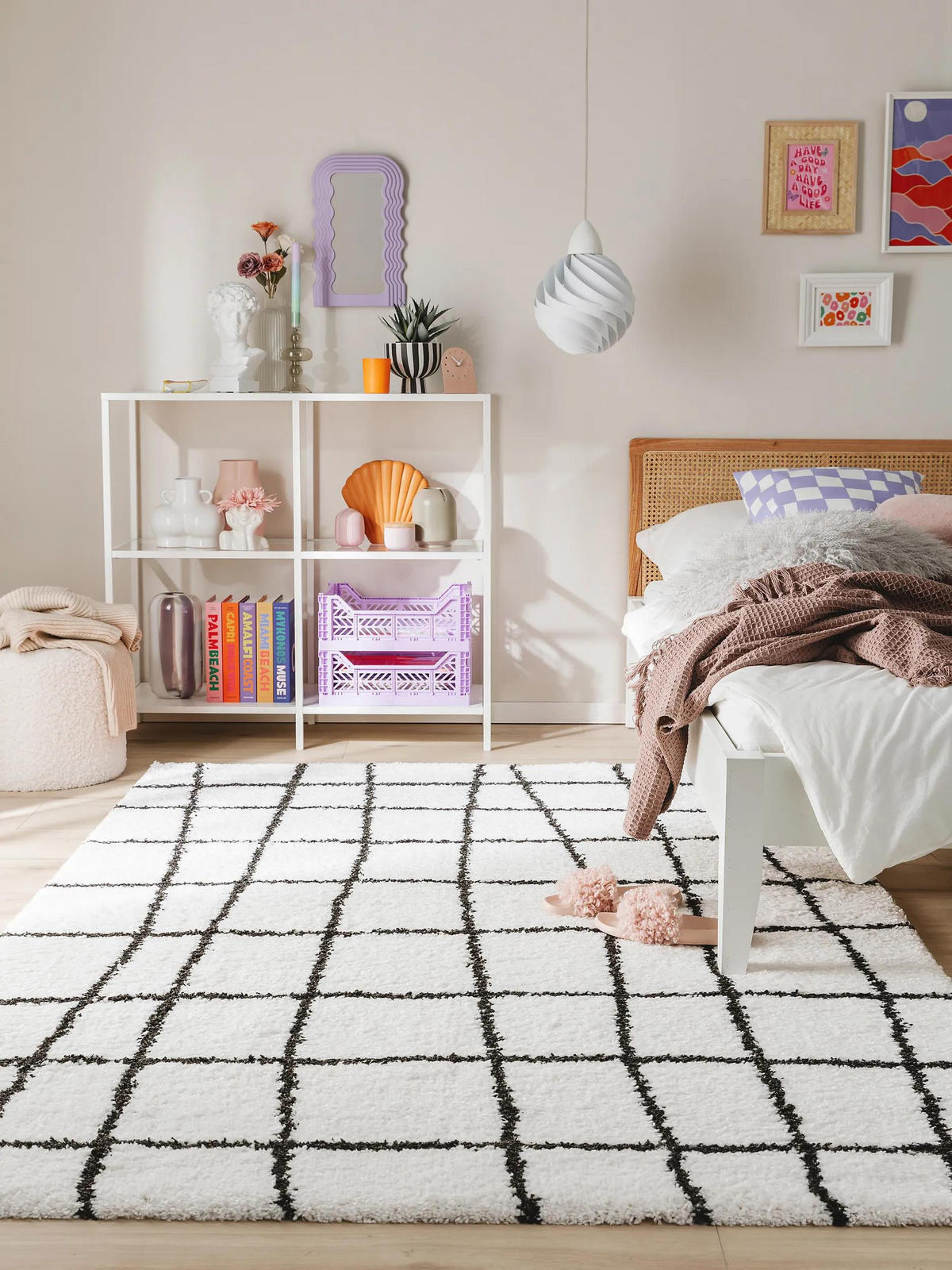 HOCHFLORTEPPICH Louise Schwarz/Weiß 160x230 cm - Schwarz, Textil (160/230cm) - benuta Pop