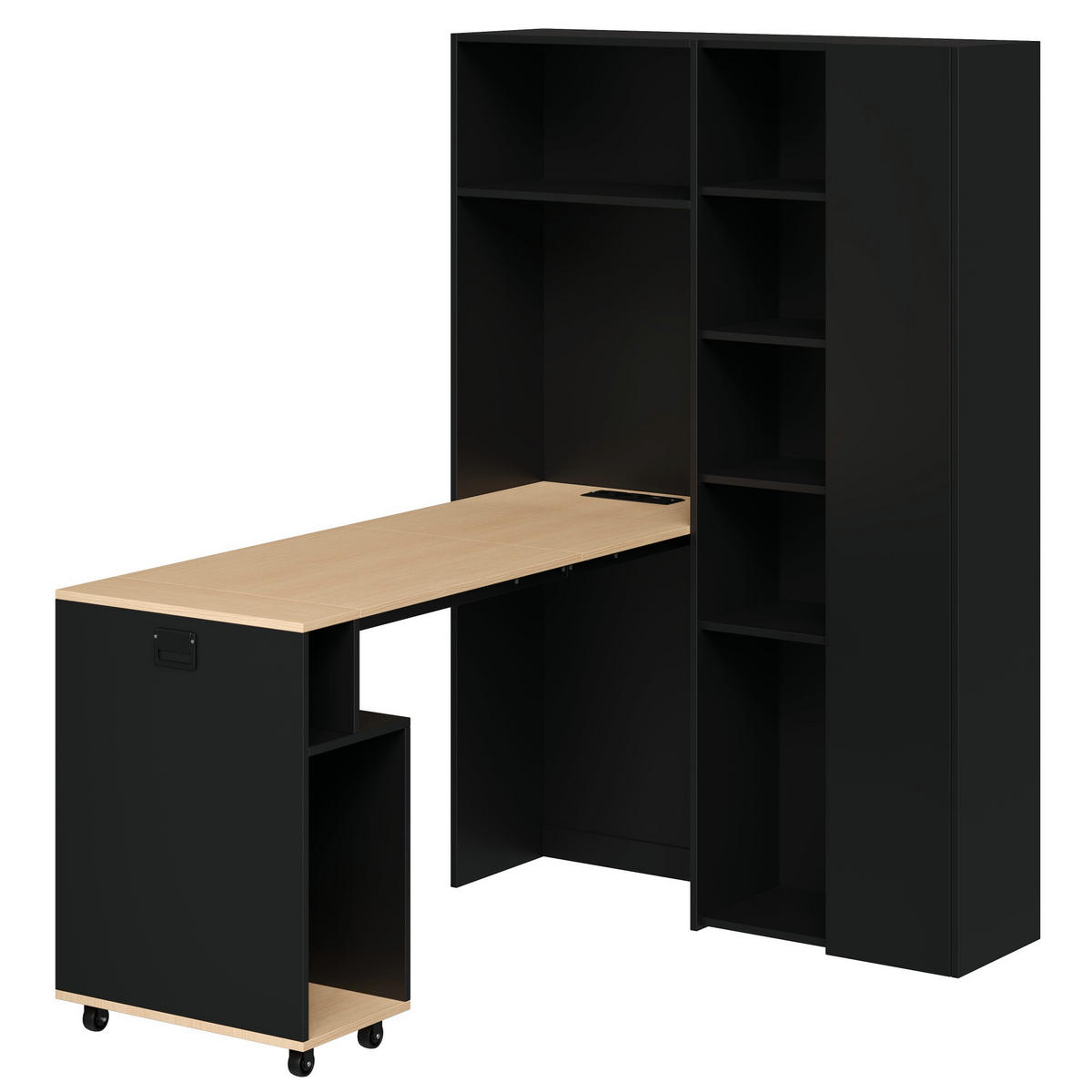 SCHREIBTISCH Klappbar mit Regal USB Steckdose Modern - Multicolor, Holzwerkstoff (30.5/104.5/160cm) - FLIEKS