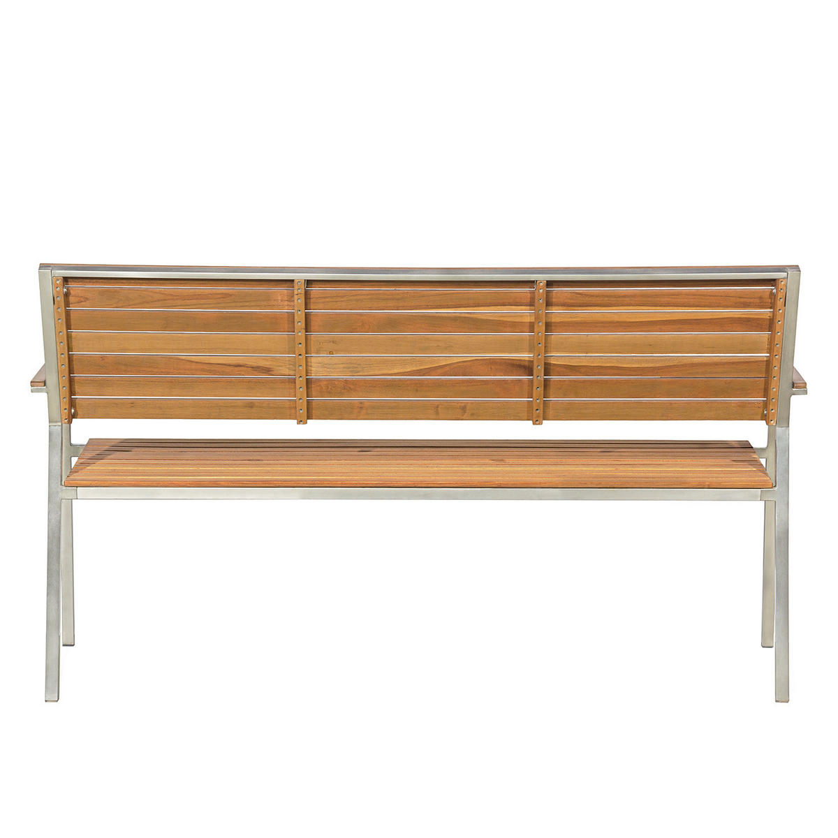 GARTENBANK - Teak massiv / Edelstahl - Silberfarben/Braun, Holz/Metall (151/86/55cm) - home24