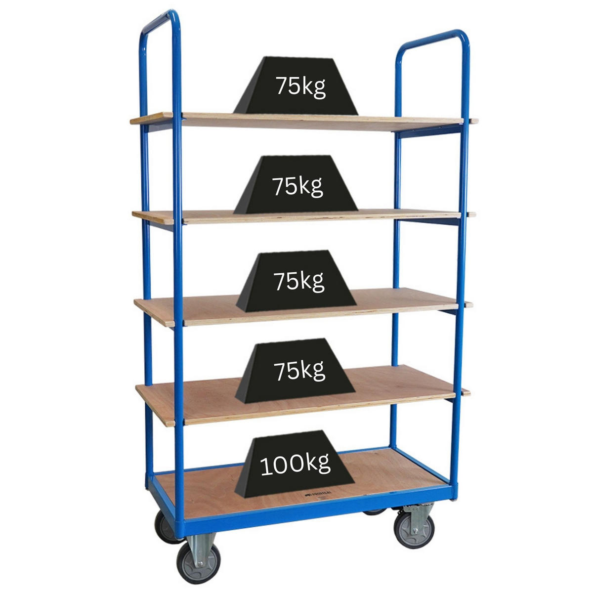 ETAGENWAGEN mit 5 Etagen 186x111X50cm Traglast 400kg Lichtblau - Blau, Metall (50/111/186cm) - PROREGAL