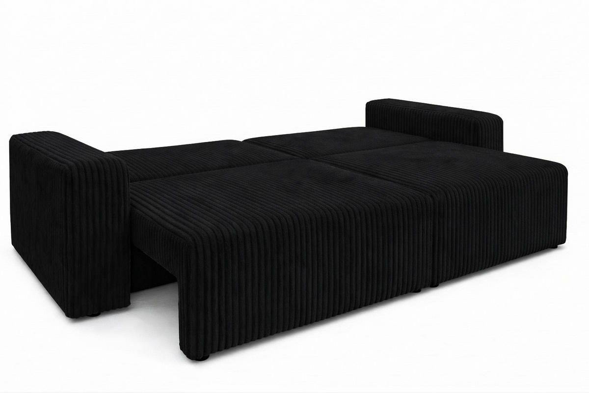 SOFA Mit Schlaffunktion Und Bettkasten, Cordstoff Tilia, Schwarz, BEST SCORNER - Schwarz, Holz (245/83/90cm) - Kaiser Möbel