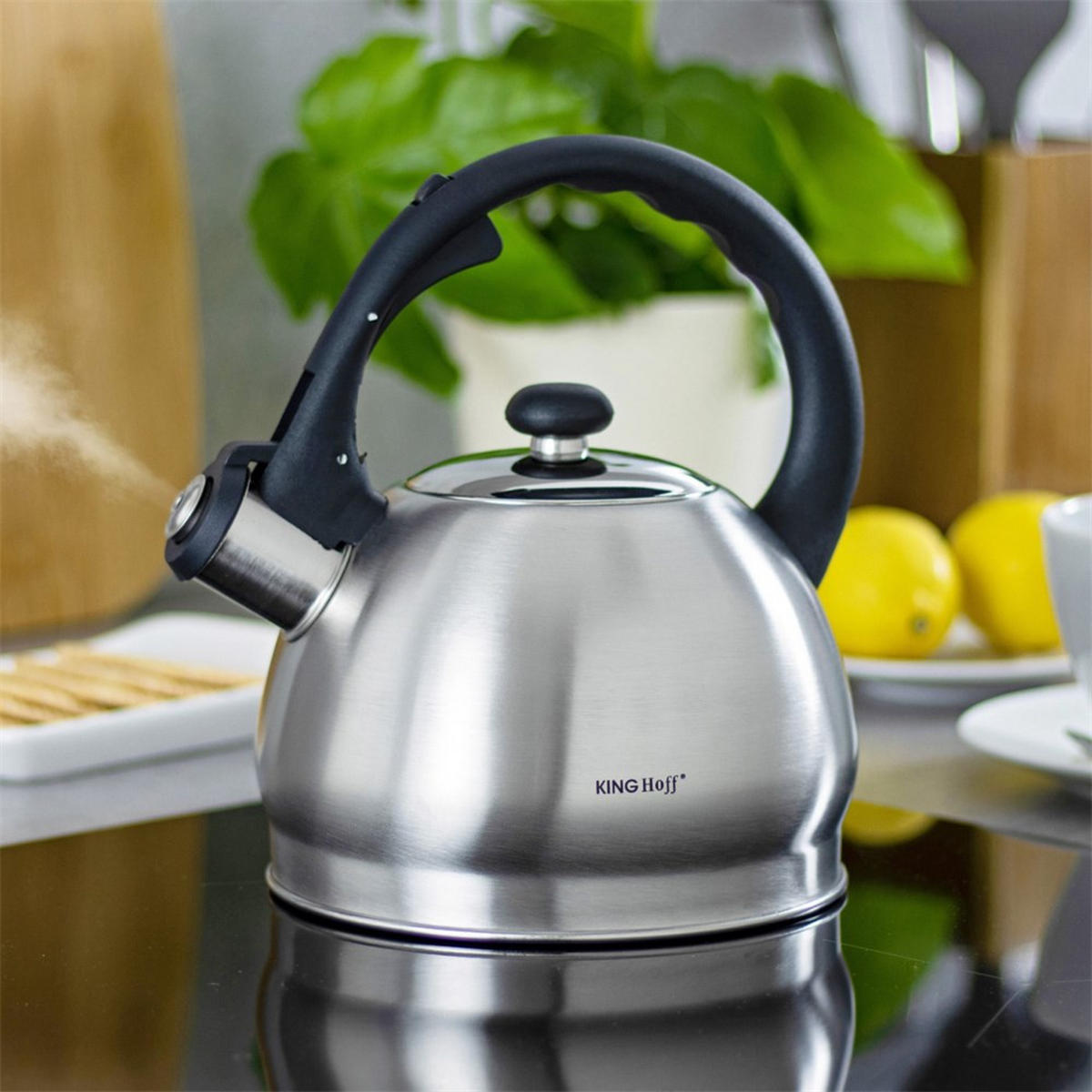 WASSERKESSEL mit Pfeife 1,8l 7741 - Silberfarben, Metall (24cm) - Kinghoff 
