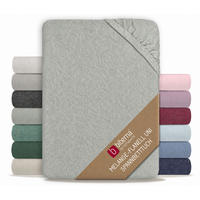 SPANNBETTTUCH Premium Biber Melange UNI gletscher, 90x190 cm - 100x200 cm - Hellblau, Textil (100/200cm) - biberna