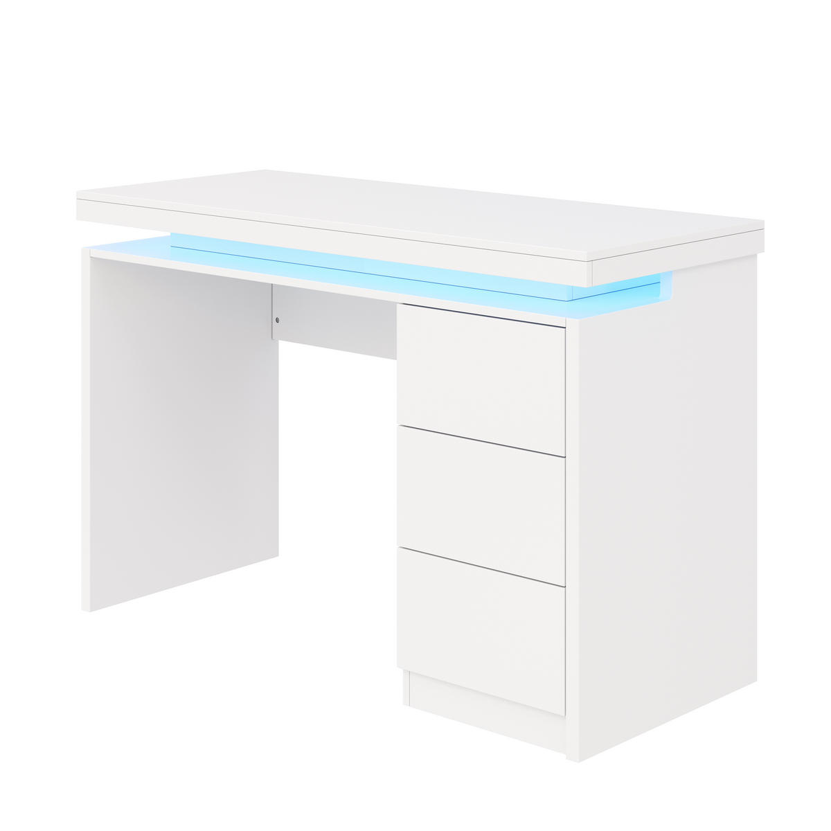 SCHREIBTISCH LED 120cm 3 Schubladen Homeoffice modern - Weiß, Holzwerkstoff (120/50/78.5cm) - FLIEKS