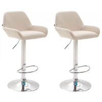 BARHOCKER 2er Set Stoff creme - Chromfarben/Creme, Textil/Metall (51/89/52cm) - CLP