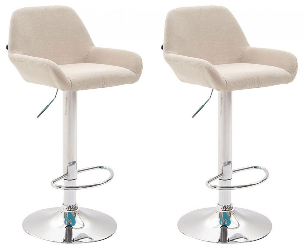 BARHOCKER 2er Set Stoff creme - Chromfarben/Creme, Textil/Metall (51/89/52cm) - CLP