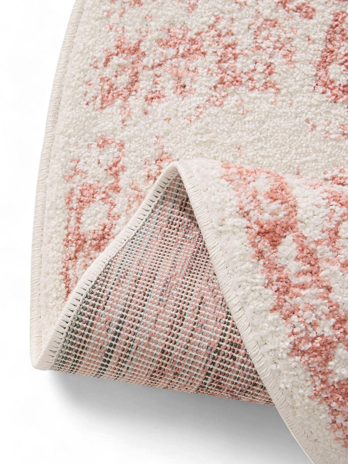 VINTAGE-TEPPICH Sia ø 120 cm rund - Creme/Rosa, Kunststoff (120/120cm) - benuta
