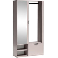 GARDEROBEN-SET Lena Uni mit Spiegel, Sitzbank & Kleiderstange – 100/189/33 cm – Beige, Kaschmir - Beige, Holzwerkstoff (100/189/33cm) - WFL GROUP