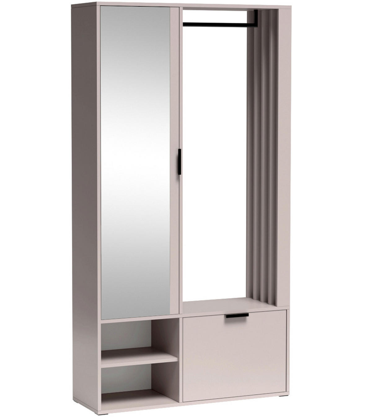 GARDEROBEN-SET Lena Uni mit Spiegel, Sitzbank & Kleiderstange – 100/189/33 cm – Beige, Kaschmir - Beige, Holzwerkstoff (100/189/33cm) - WFL GROUP