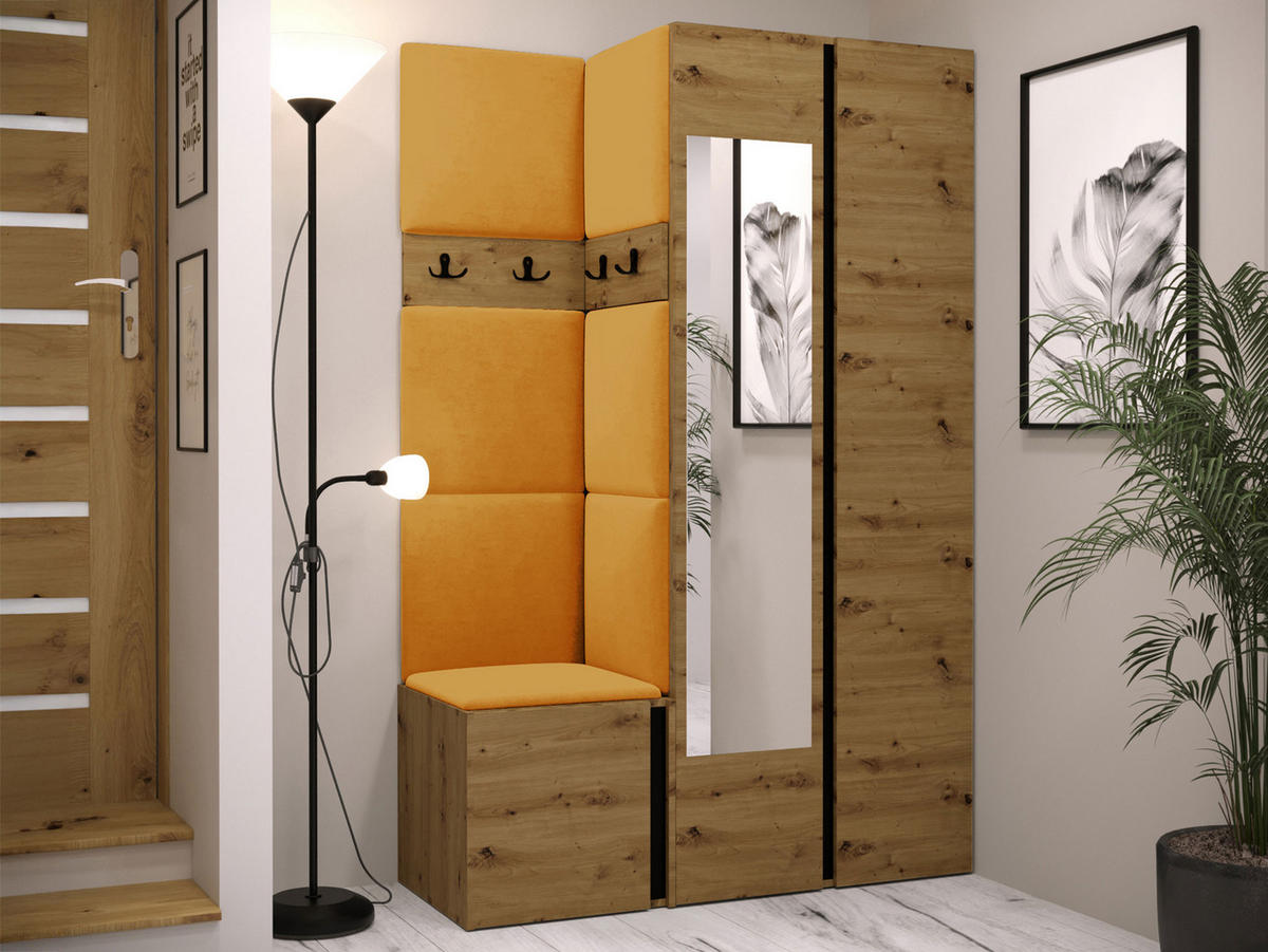 GARDEROBEN-SET Orion XXVI - Eiche Artisan/Orange, Holzwerkstoff/Kunststoff (116/186/46cm) - MIRJAN24