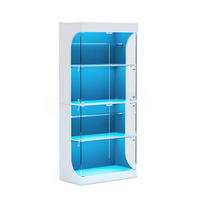 VITRINA 80/35/165 cm bijela od stakla i iverala s LED rasvjetom i senzorom pokreta - bijela, drvni materijal (80/165/35cm) - OKWISH