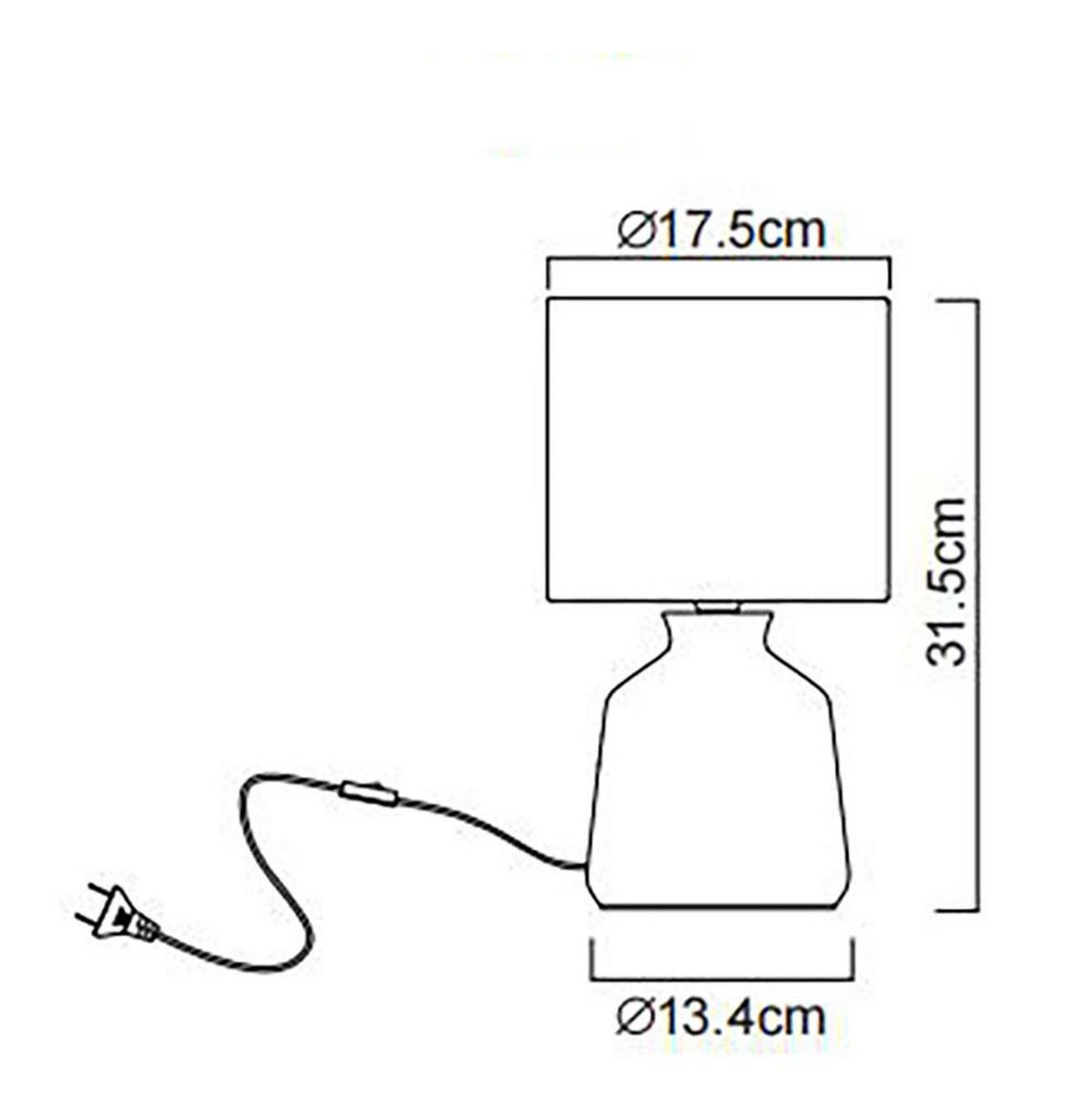 TISCHLEUCHTE Keramik Weiß - Weiß, Textil (17.5/17.5/31.5cm) - Globo Lighting