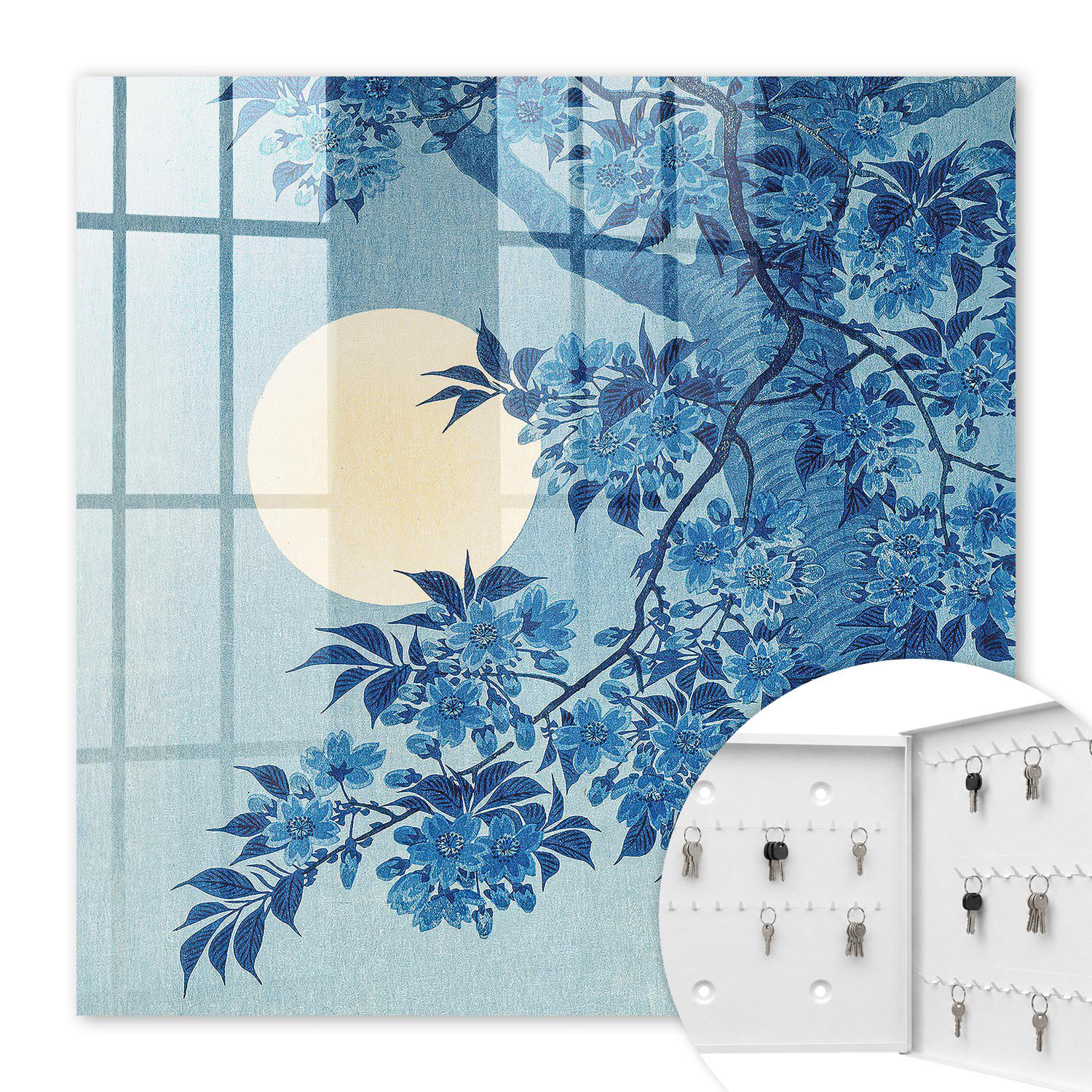 SCHLÜSSELBOX Weiß 30x30 cm – Türöffnung nach rechts - Mondhelle Nacht - Blau, Metall (30/30/5cm) - TULUP