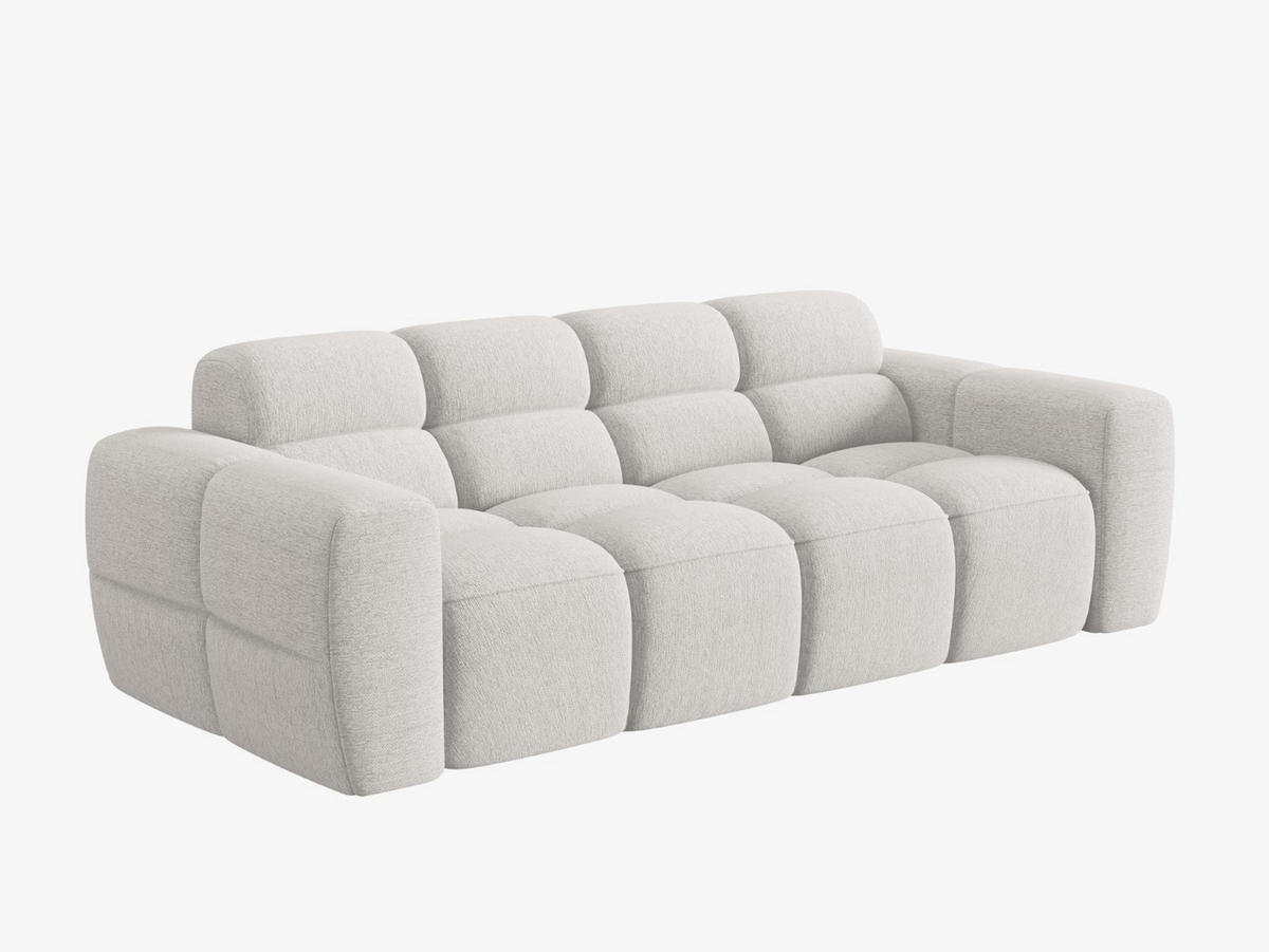 SOFA Lisa aus strukturiertem Stoff hellgrau 3 Sitzplätze - Hellgrau, Textil (101/77/216cm) - Micadoni