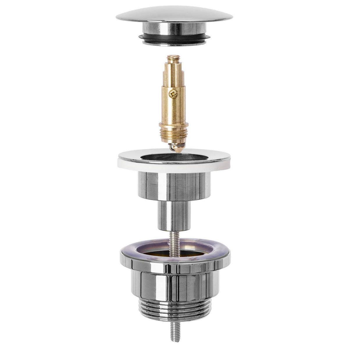WASCHBECKENSTÖPSEL Universal Click-clack Rea Chrome - Chromfarben, Metall (6.4/13/6.4cm) - REA