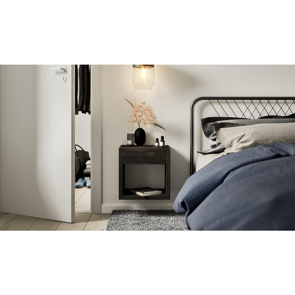NACHTTISCH Hugo, schwarze Birke, 30/39/39 cm - Schwarz, Holz (39/39/30cm) - WOODEK