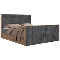 KONTINENTÁLNÍ POSTEL WOOD DUO 200/200 - Šedá Manšestr - Topper Visco - H3 - šedá/černá, textil/plast (200/200cm) - MKS