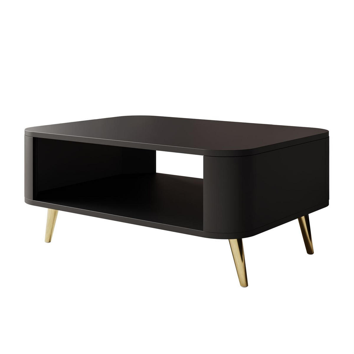 Couchtisch SHADOW II mit Ablage unter der Tischplatte - Schwarz, Holzwerkstoff (60/80/35cm) - Lookway