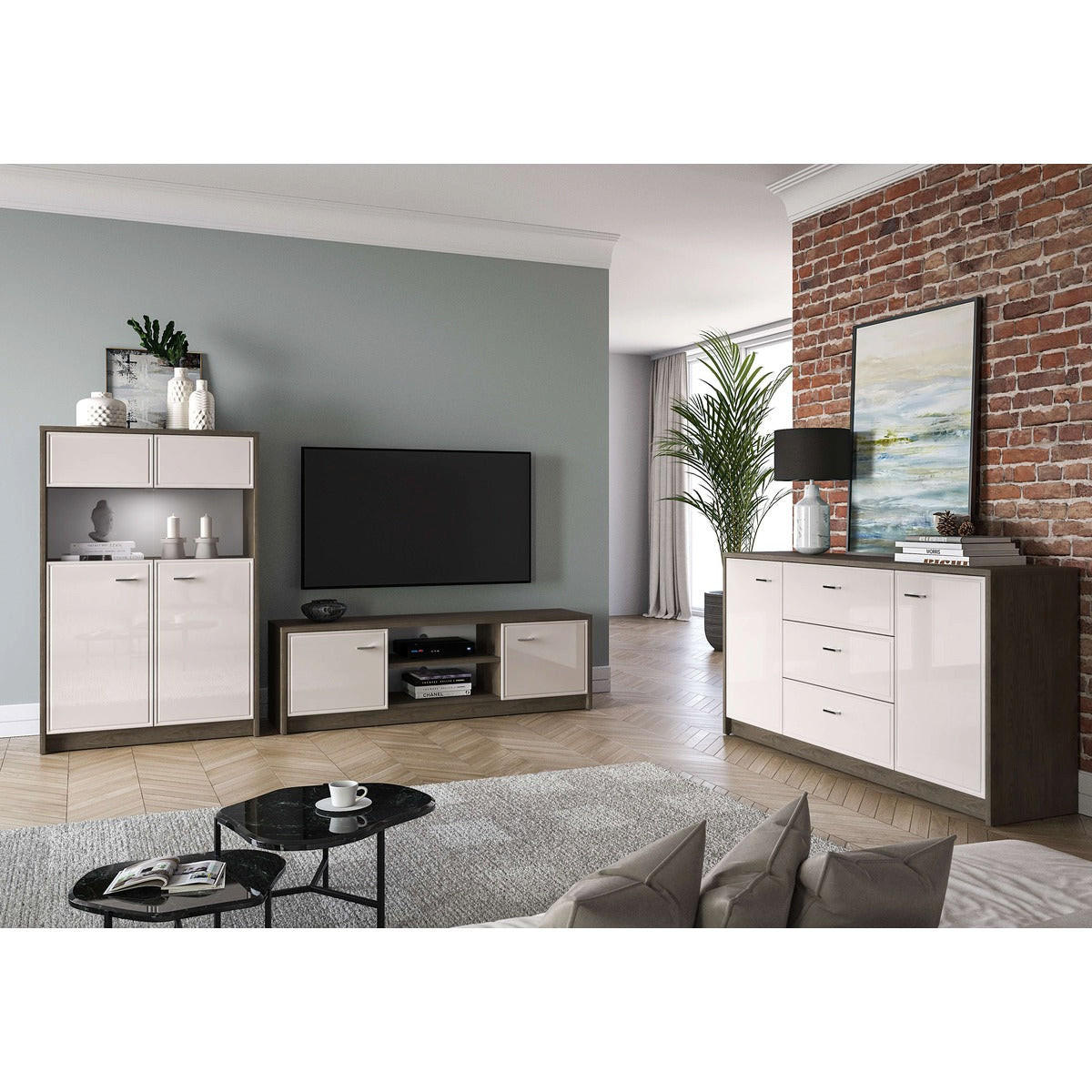 WOHNZIMMER Set 3-tlg. – Avante – Eichefarben - Eichefarben, Holzwerkstoff (92/141/40cm) - hi-markt