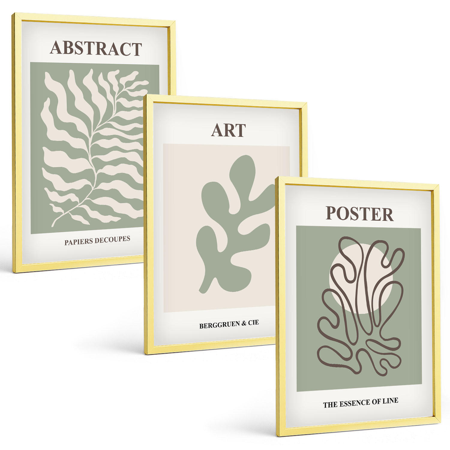 BILDER SET 3er Set - 40x60 cm Goldrahmen - Poster mit Pflanzenmustern von Matisse - Goldfarben, Kunststoff (40/60cm) - TULUP