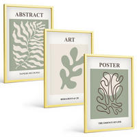BILDER SET 3er Set - 40x60 cm Goldrahmen - Poster mit Pflanzenmustern von Matisse - Goldfarben, Kunststoff (40/60cm) - TULUP