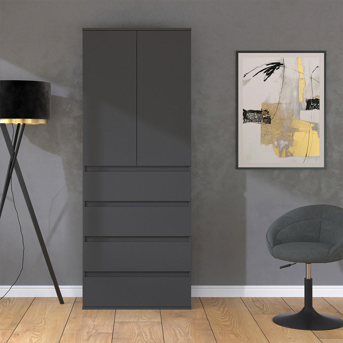 ŠATNÍ SKŘÍŇ Claus Antracit - antracitová, kompozitní dřevo (74/191.5/40cm) - Vicco