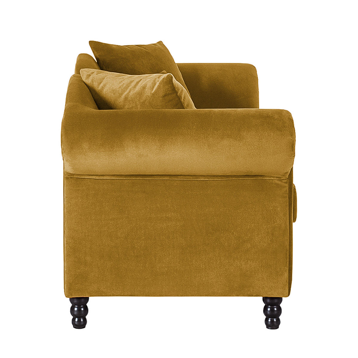 3-SITZER SOFA - Samt - Gelb/Schwarz, Buchenholz/Textil (213/84/79cm) - home24