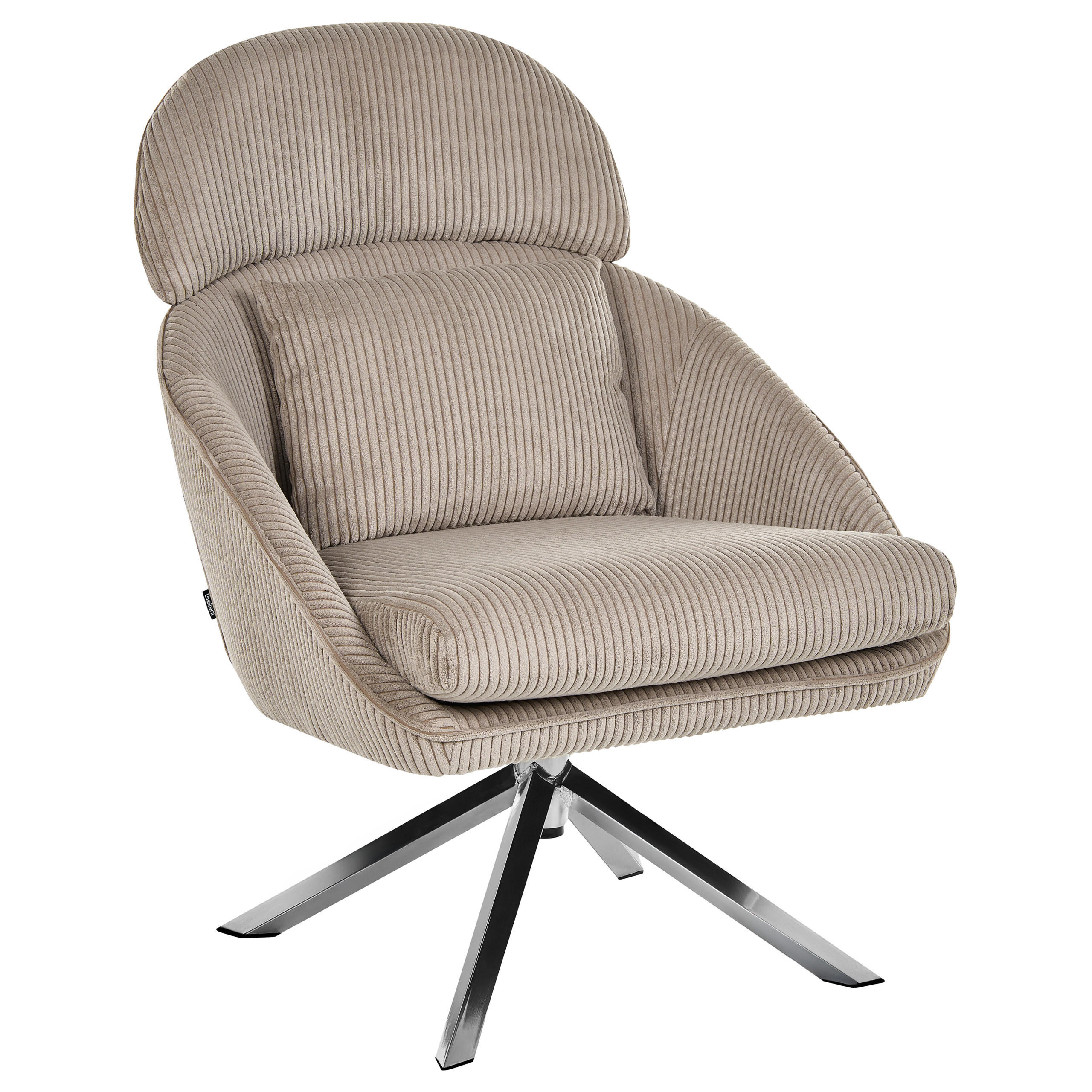 DREHSESSEL Cord Taupe Storvorde - Taupe, Textil/Metall (63/98/81cm) - Beliani