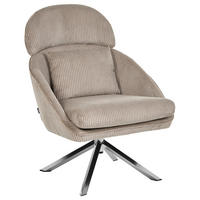DREHSESSEL Cord Taupe Storvorde - Taupe, Textil/Metall (63/98/81cm) - Beliani