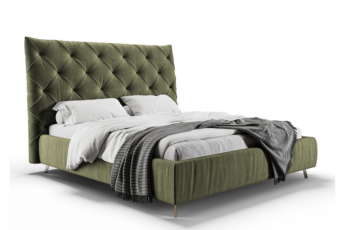 POLSTERBETT ANNY Grün Massivholz - Grün, Textil (140/200cm) - KAWOLA