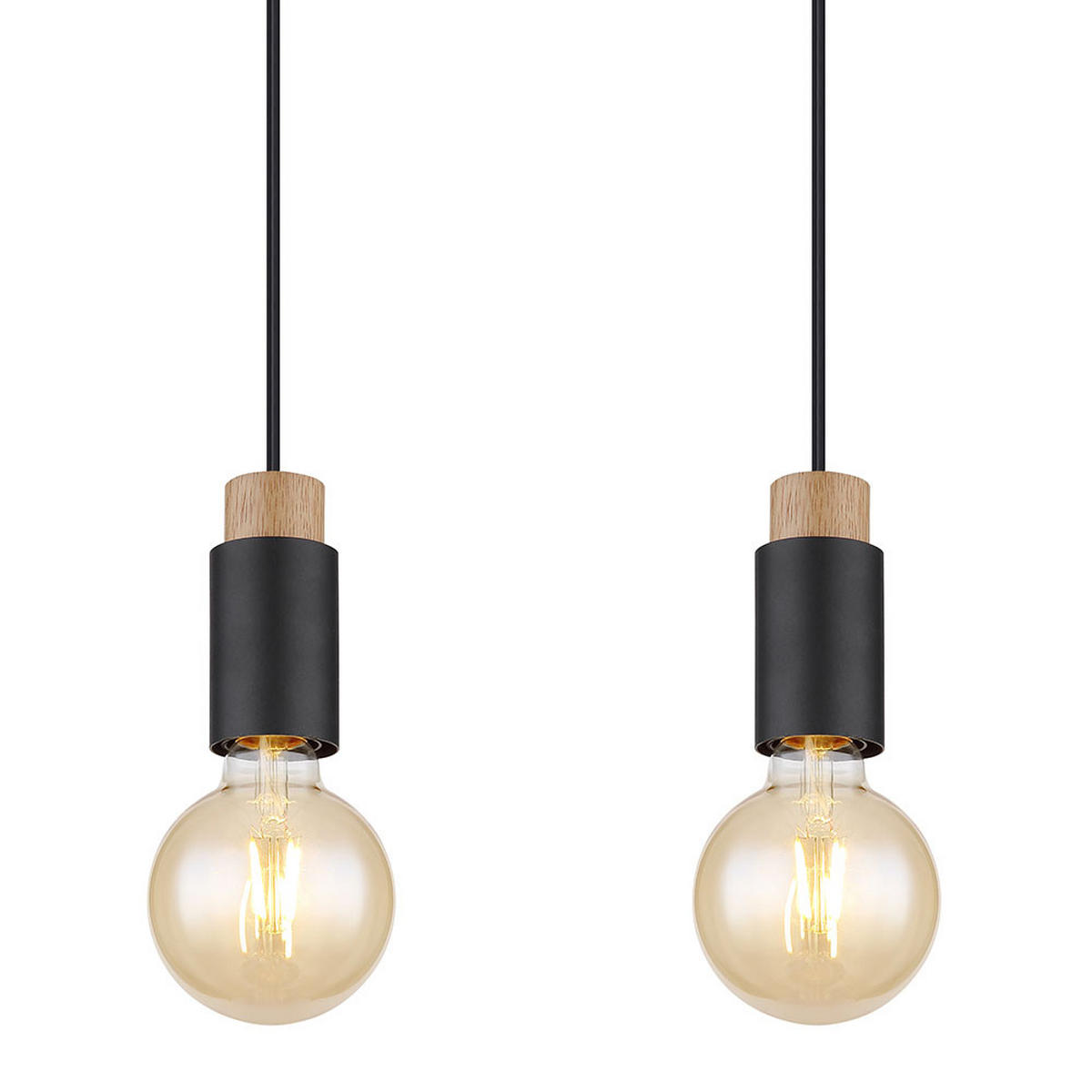 LED HÄNGELEUCHTE Matti Schwarz Dunkelbraun - Schwarz, Holz (75/8/120cm) - Globo Lighting