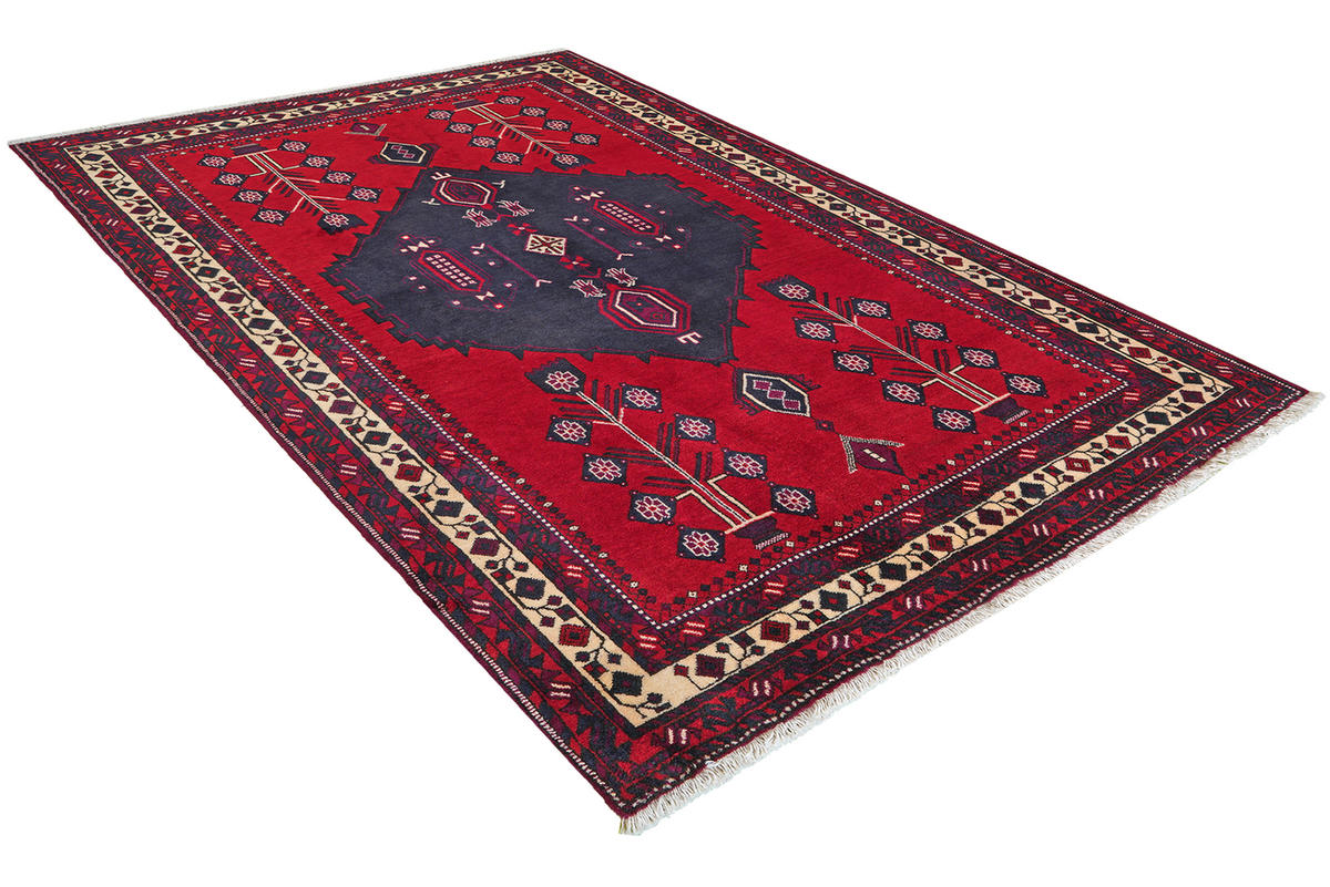 TEPPICH Afshar Rot 212/156 cm Schurwolle - Rot, Textil (156/212cm) - Looma