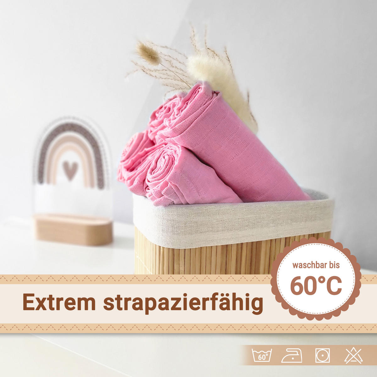 SPUCKTÜCHER, 2er-Set, 120x120 cm, 100% Baumwolle, Rot - Rosa, Textil (120/120cm) - Zollner