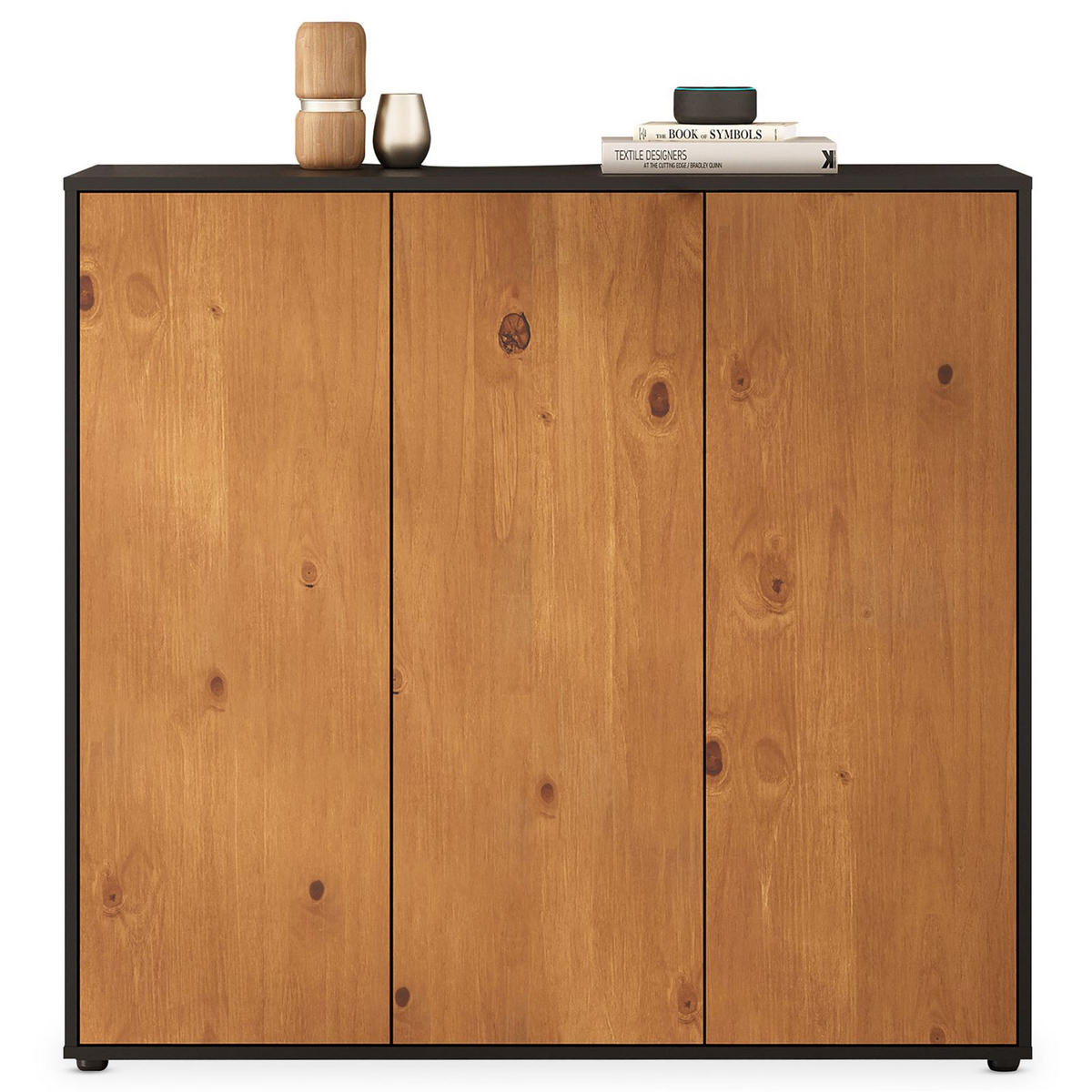 SCHUHSCHRANK MIRAN schwarz/Eiche - Eichefarben/Schwarz, Holz (109/100/35cm) - IDIMEX