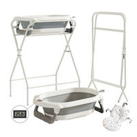 BABYBADEWANNE 3-in-1 mit Ständer, faltbare, Thermometer und Badekissen, Grau - Grau, Kunststoff (80/60cm) - Kaket