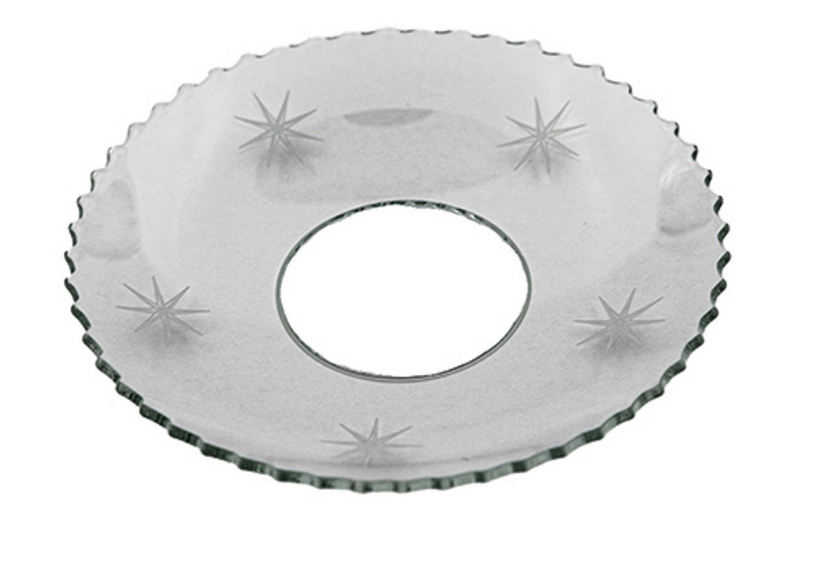 GLAS-KERZENMANSCHETTE (Bobeches) "Sterne" für Kerzen bis Ø 25 mm - Transparent, Paraffin (7/0.2/7cm) - Holfeuer Crystal Design