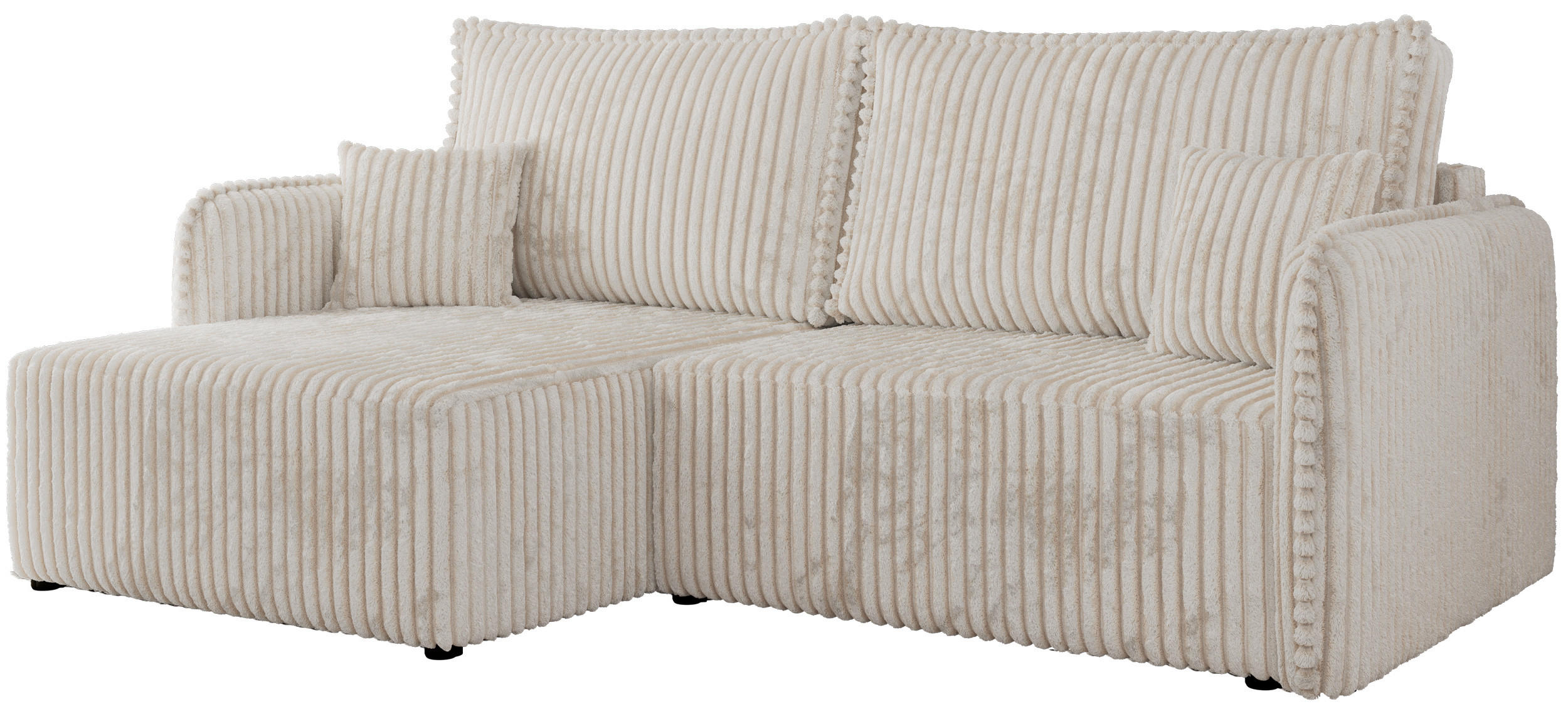 ECKSCHLAFSOFA MESTO L Beige Cord - links - Beige/Schwarz, Kunststoff/Textil (227/147cm) - MKS