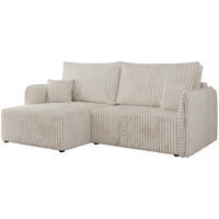 ECKSCHLAFSOFA MESTO L Beige Cord - links - Beige/Schwarz, Kunststoff/Textil (227/147cm) - MKS