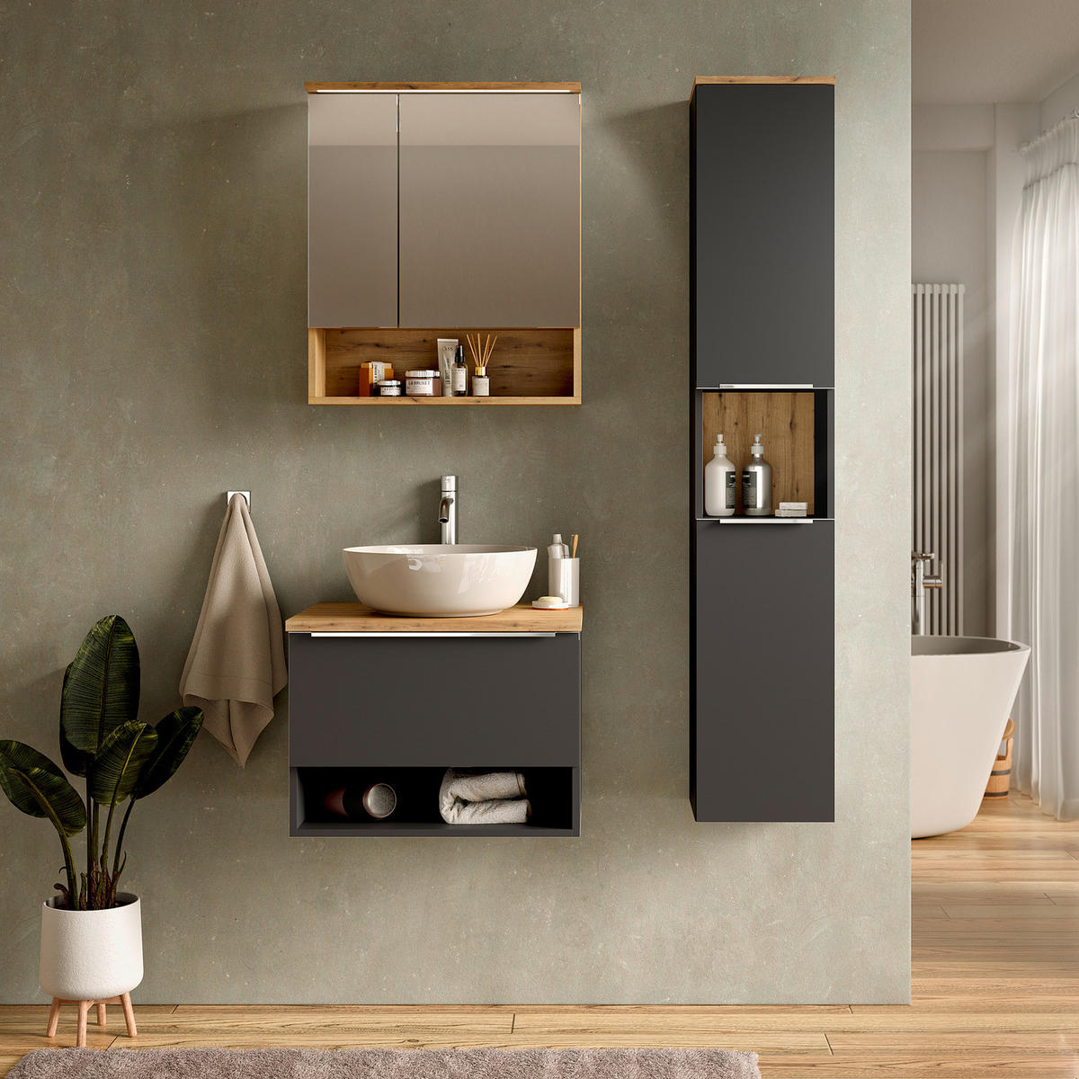 AUFSATZWASCHBECKEN - Weiß - Weiß, Naturmaterialen (42/14/42cm) - home24