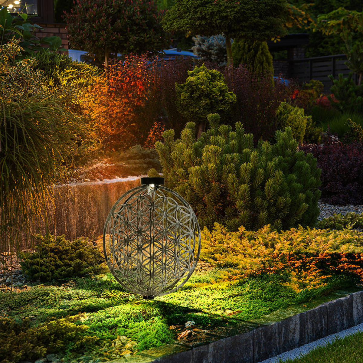 LED AUSSENLEUCHTE Solar Silber Schwarz - Schwarz, Metall (40/40/51cm) - Globo Lighting