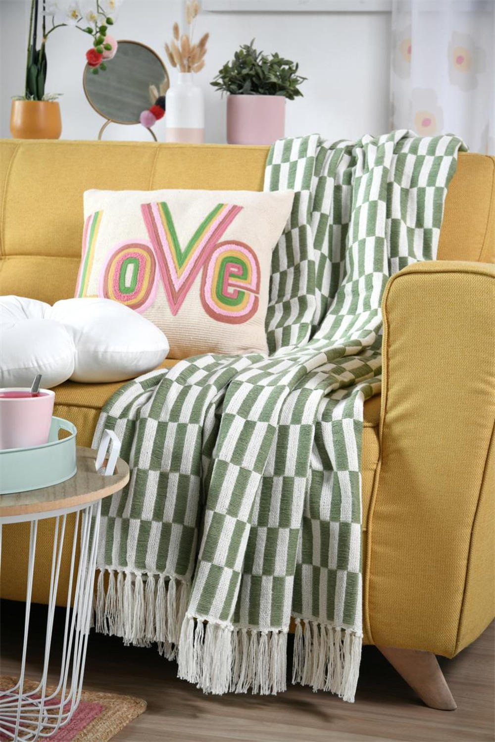 DECKE Sweetlove 125/150 cm - Grün, Naturmaterialien (150/125cm)