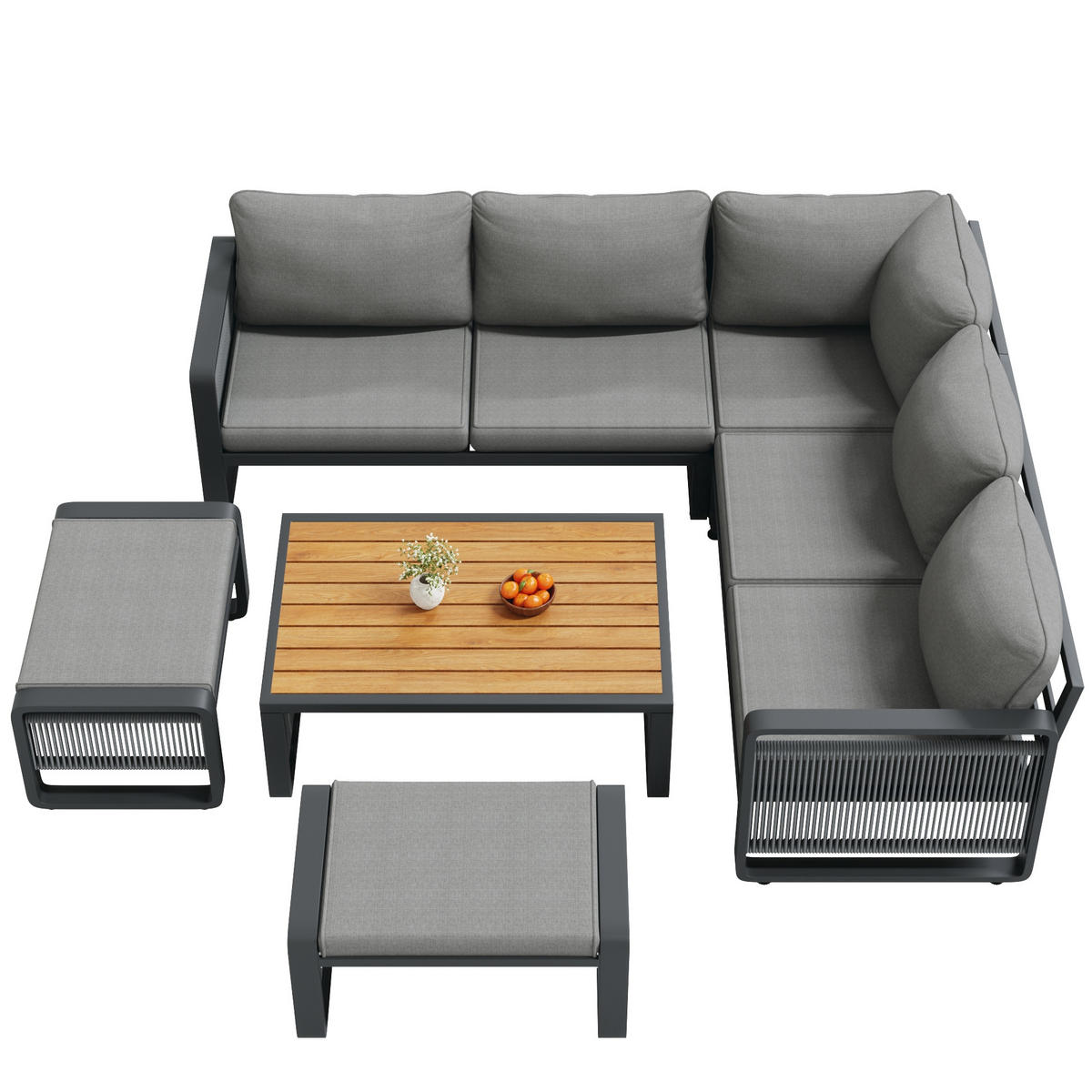 GARTEN LOUNGESESSEL SET Grau - Grau, Metall - ComfortXL