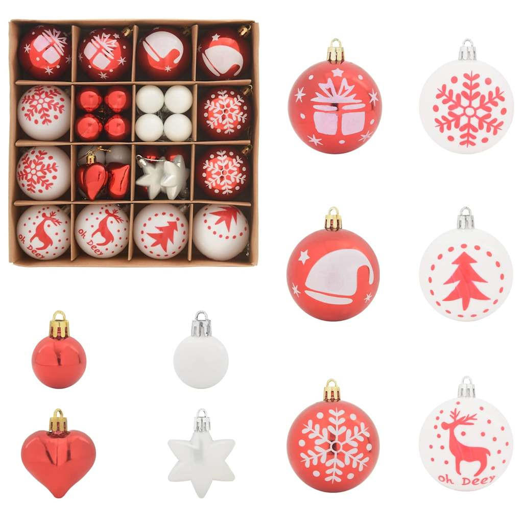 WEIHNACHTSKUGEL-SET 40 -teilig 6/6/6 cm Rot Kunststoff - Rot, Kunststoff (6/6/6cm) - vidaXL