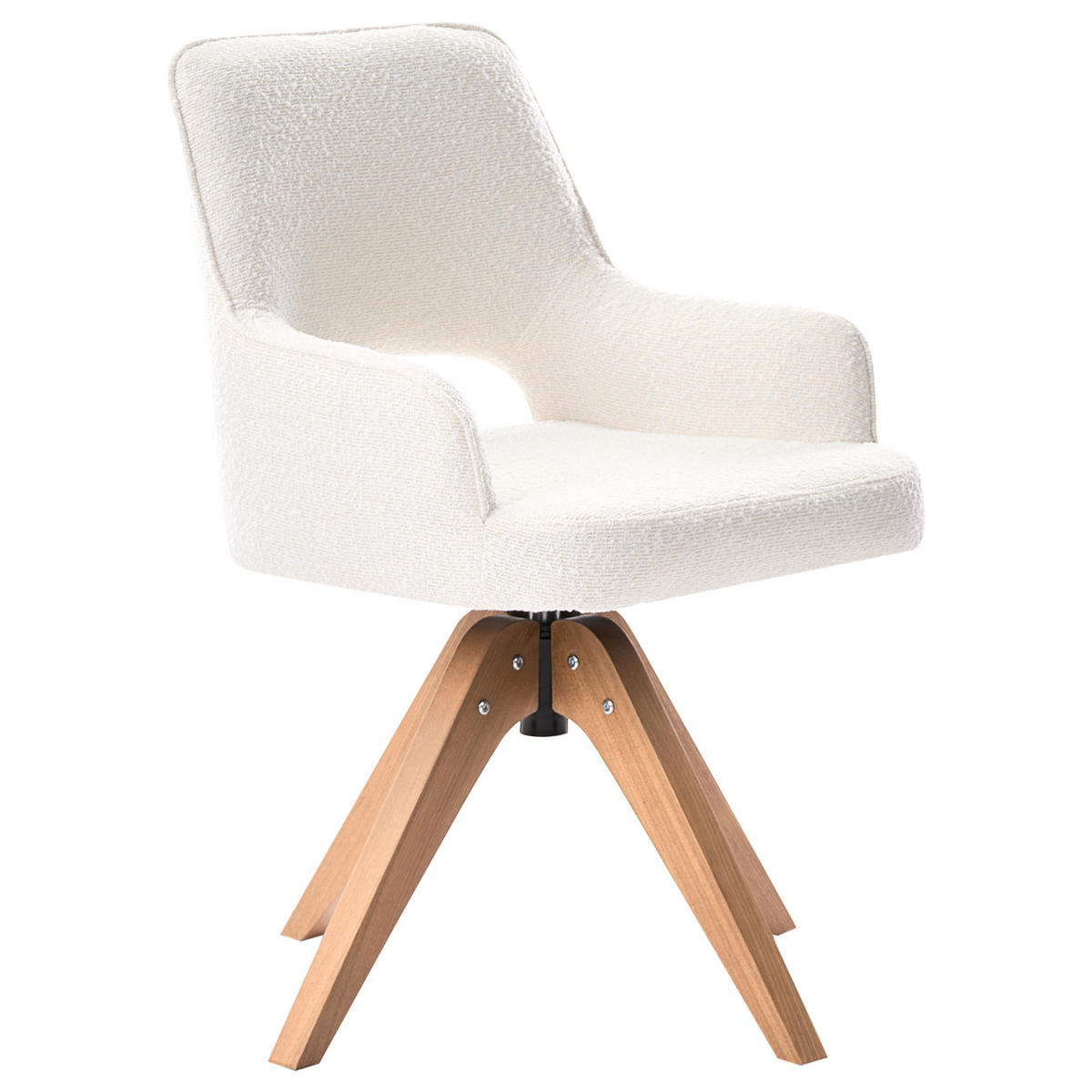 JÍDELNÍ ŽIDLE otočná Bouclé Světle béžová Moravia - béžová, textil (56/83/66cm) - Beliani