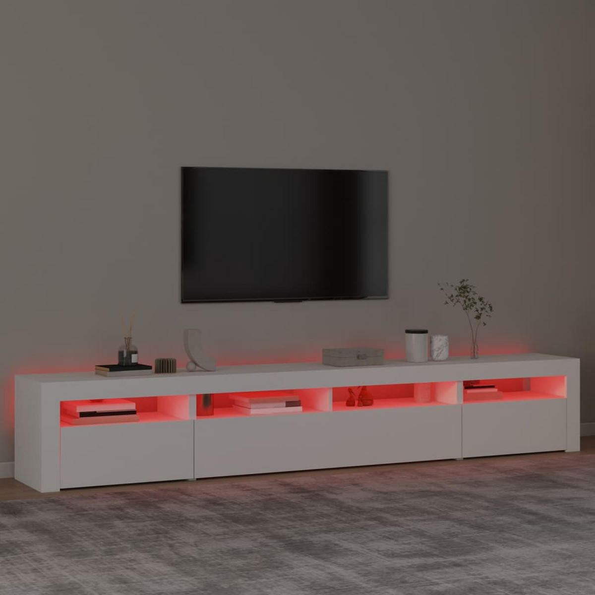TV-SCHRANK Mit Led-Leuchten Weiss 240/35/40 Cm - Weiß, Holzwerkstoff (35/40/240cm) - vidaXL