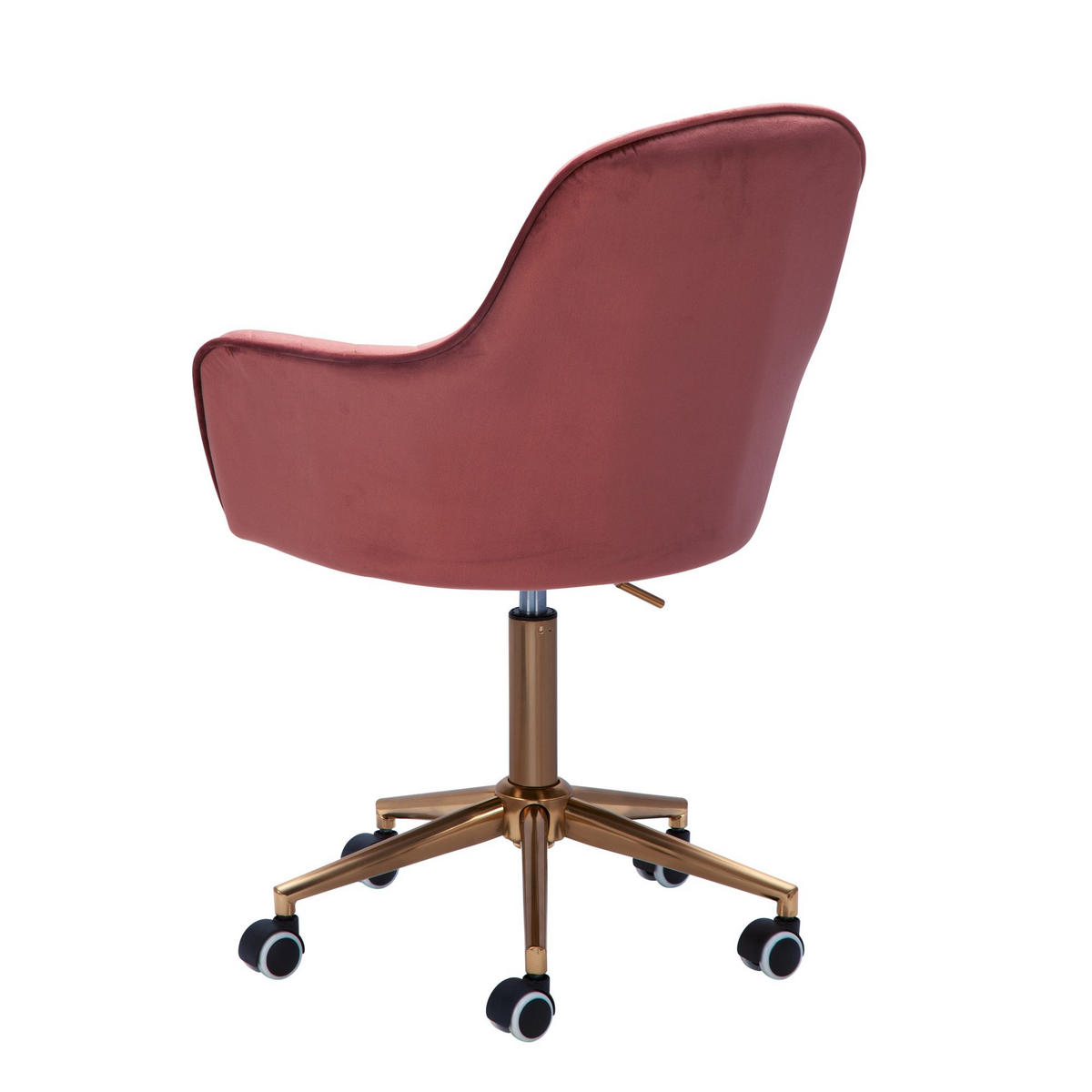 SCHALENSTUHL Samt mit Metallfußkreuz und 360° Drehfunktion SANDRA, Rosa 54x52x105 cm - Pink/Goldfarben, Textil/Metall (54/105/52cm) - KADIMA DESIGN