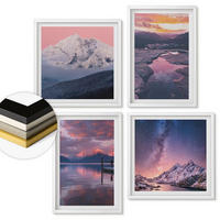 WANDBILDER 4er-Set - 50x50 cm & 40x60 cm Weißer Rahmen - Berge, Wasser, wunderschöne Landschaften - Weiß, Kunststoff (50/50cm) - ArtPrintCave