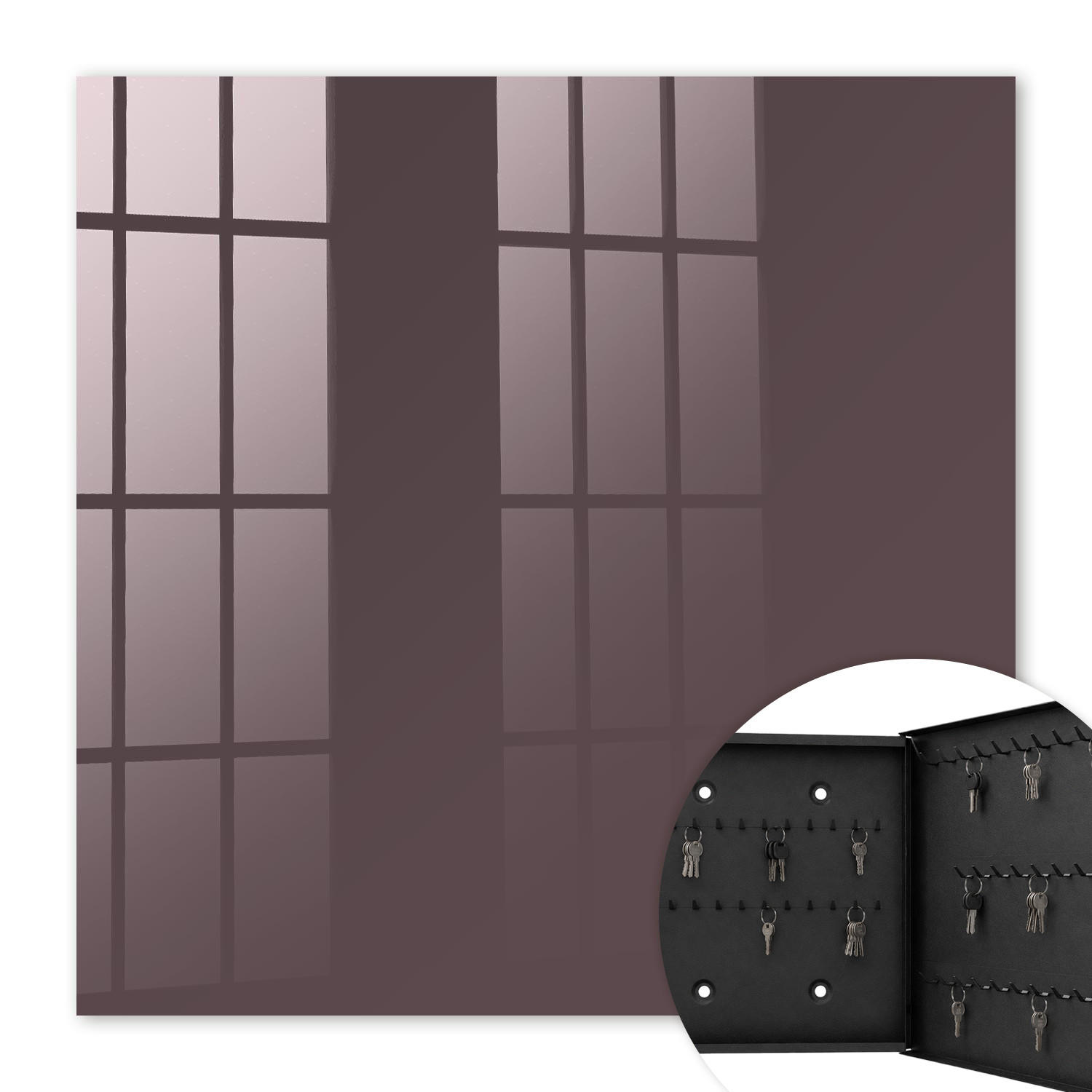 SCHLÜSSELBOX Schwarz 30x30 cm- Türöffnung nach rechts - Grau - Braun, Metall (30/30/5cm) - TULUP